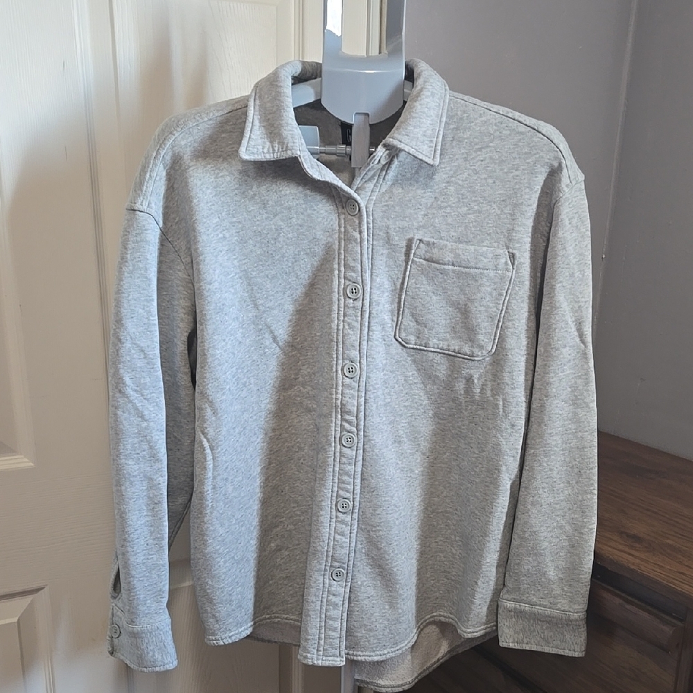 GAP Gray Button-Up Shirt Jacket Mens Cabincore Camping Outdoors Sweatshirt